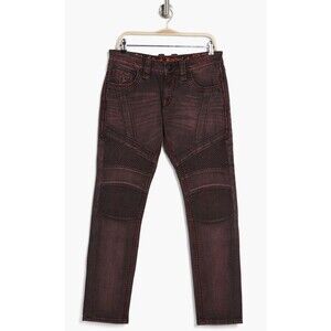 Rock Revival Skylark Biker Flex Jeans Burgundy Red Maroon Denim NWT Mens 31x32